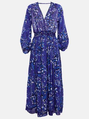 Платье миди в цветочек с принтом Poupette St Barth синее
