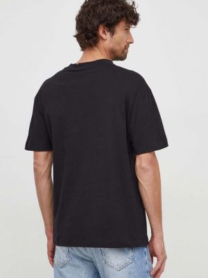 Bavlněné tričko s aplikacemi Calvin Klein Jeans černé