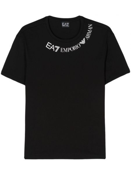 Памучна тениска с принт Ea7 Emporio Armani черно