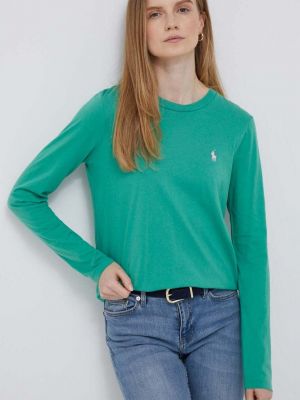 Памучна блуза с дълъг ръкав Polo Ralph Lauren зелено