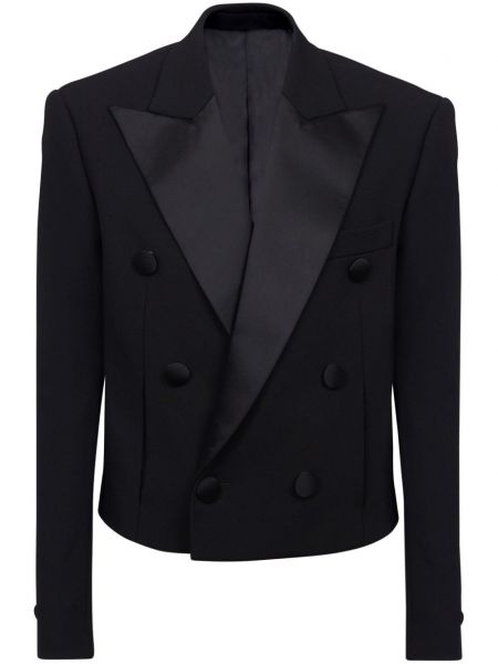 Krepp satin langer blazer Balmain schwarz