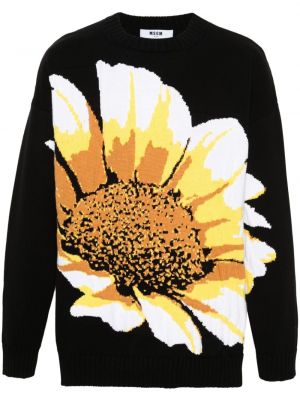 Džemper s cvjetnim printom Msgm crna