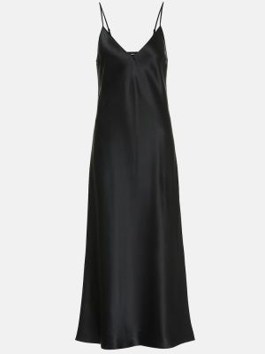 Vestido midi de raso de seda Joseph negro