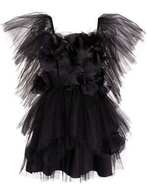 Koktel haljina s cvjetnim printom od tila Loulou crna