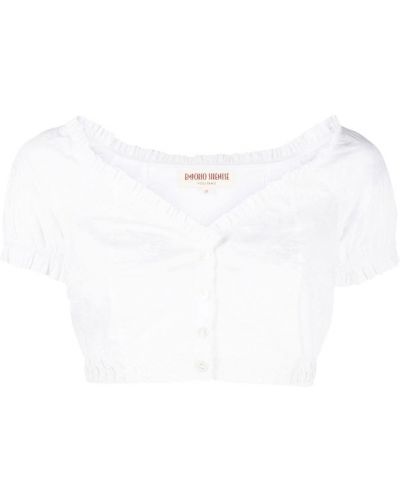 Brodert krage bluse Emporio Sirenuse hvit