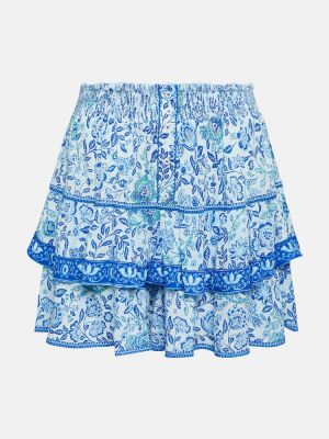 Viskózové přiléhavé mini sukně s potiskem Poupette St Barth - modrá