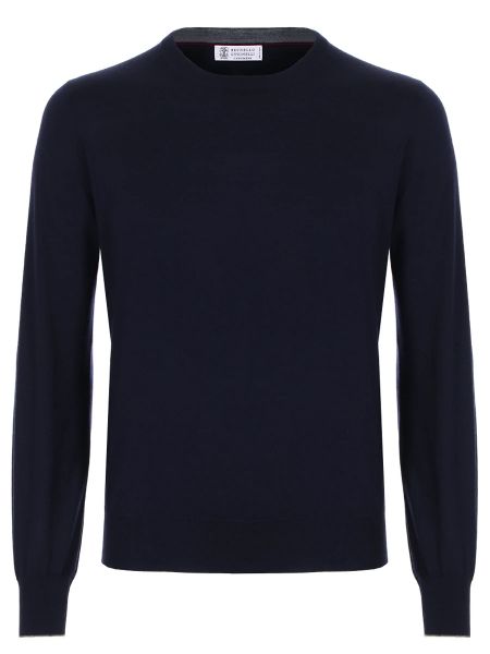 Кашемировый шелковый свитер Brunello Cucinelli синий