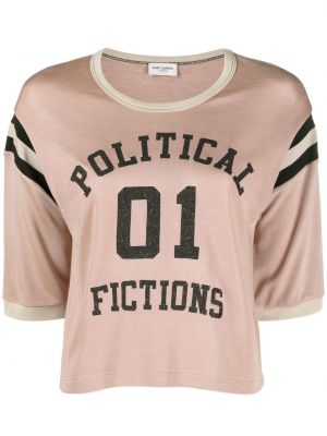 T-krekls ar apdruku Saint Laurent rozā