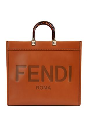 Кожаная сумка Fendi коричневая