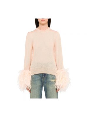 Jersey de lana con plumas de tela jersey Gucci rosa