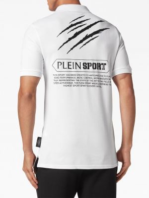 Kokvilnas polo krekls ar apdruku Plein Sport balts