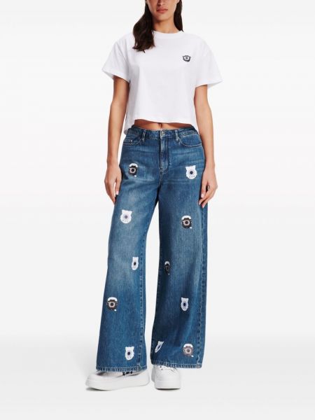 Džinsi ar apdruku Karl Lagerfeld Jeans zils