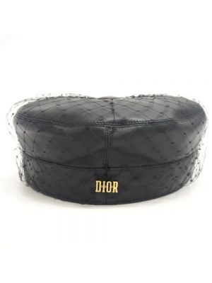 Jedwabna czapka Dior Vintage czarna