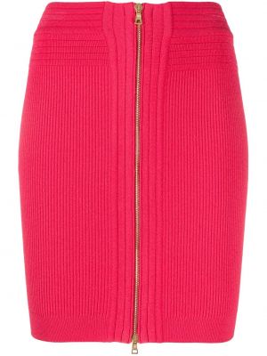 Πλεκτή φούστα mini Balmain ροζ