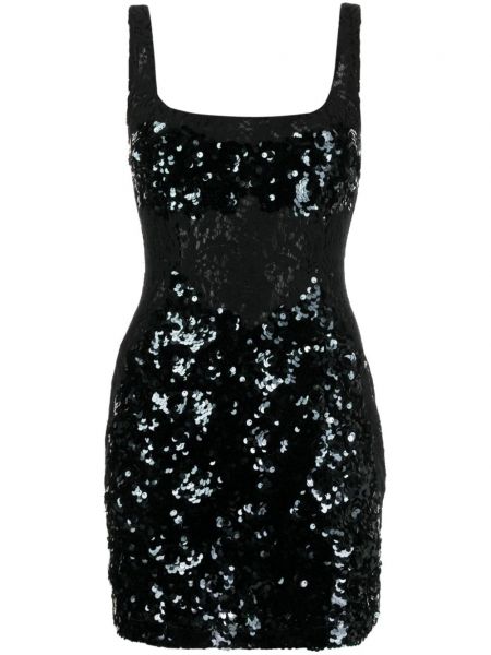 Коктейлна рокля с дантела Cynthia Rowley черно