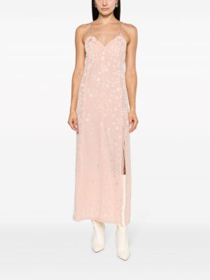 Žakárové hedvábné koktejlové šaty s hvězdami Zadig&voltaire růžové