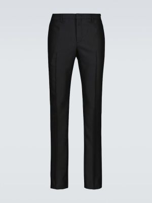 Vlnené klasické nohavice Fendi čierna