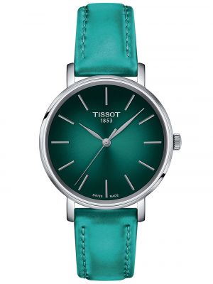 Кожаные часы из искусственной кожи Tissot зеленые