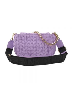 Pikowana torba na ramię Versace Jeans Couture fioletowa