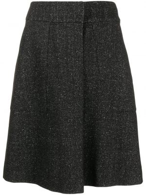 Vlněné midi sukně s vysokým pasem Hermès - černá