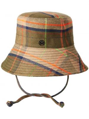 Kostkovaný klobouk Maison Michel hnědý