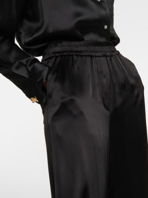 Сатенени широки панталони тип „марлен“ с висока талия Loewe черно