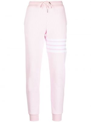 Růžové pruhované běžecké kalhoty Thom Browne