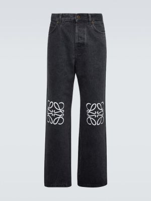 Straight leg jeans di pelle Loewe nero