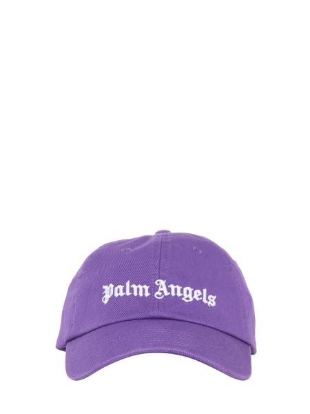 Cappello con visiera ricamato ricamato di cotone Palm Angels