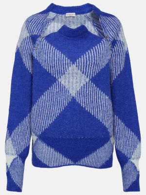 Клетчатый свитер из альпаки Burberry синий