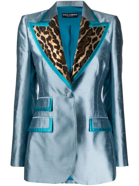 Блейзър с леопардов принт Dolce & Gabbana синьо