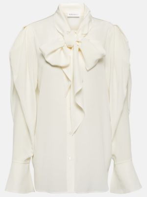 Blusa de seda de crepé Nina Ricci blanco