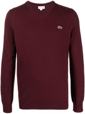 Pullover mit stickerei mit v-ausschnitt Lacoste rot