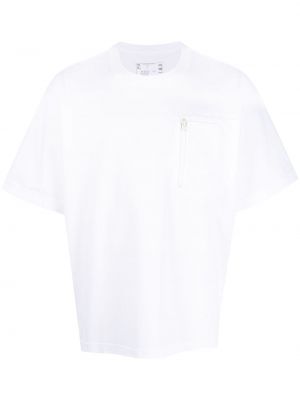 Bavlněné tričko s kapsami Sacai bílé