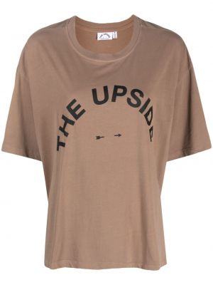 Тениска с принт The Upside кафяво