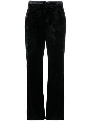 Žametne ravne hlače iz rebrastega žameta Patrizia Pepe črna
