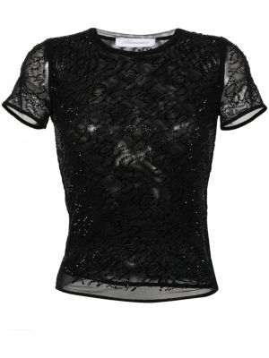 T-shirt en tulle en cristal Blumarine noir