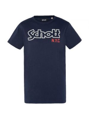 Niebieska koszulka z krótkim rękawem Schott