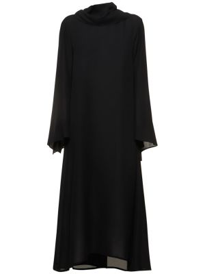 Šifonové hedvábné dlouhé šaty Yohji Yamamoto černé