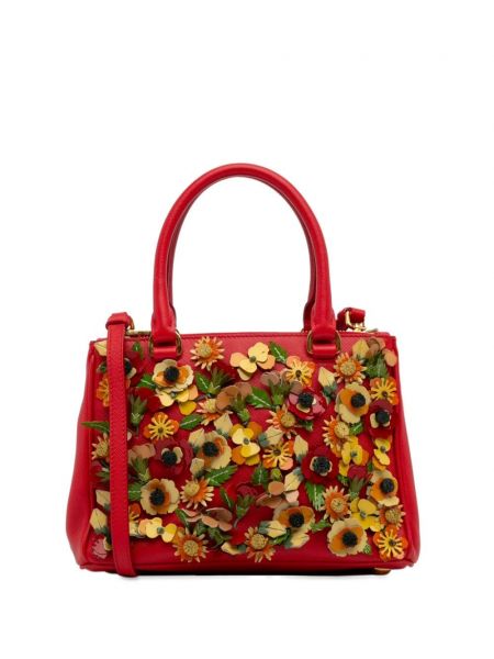 Květinová taška na zip Prada Pre-owned červená