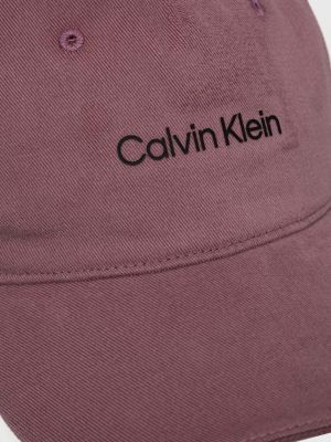 Czapka z daszkiem z nadrukiem Calvin Klein Performance fioletowa