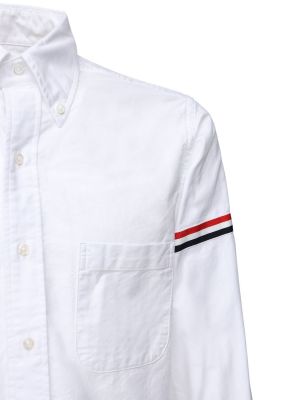 Chemise en coton à rayures Thom Browne blanc