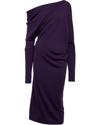 Rochie midi de mătase din cașmir Tom Ford violet