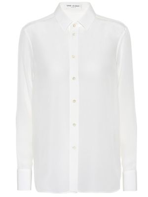 Hedvábná košile Saint Laurent bílá