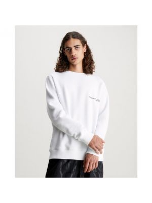 Sudadera con capucha con estampado Calvin Klein Jeans blanco
