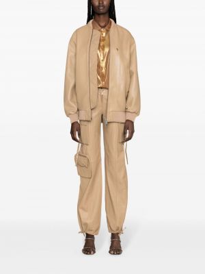 Pantalon cargo en cuir avec poches Retrofete beige
