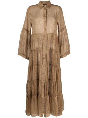 Макси рокля с принт с абстрактен десен Federica Tosi кафяво