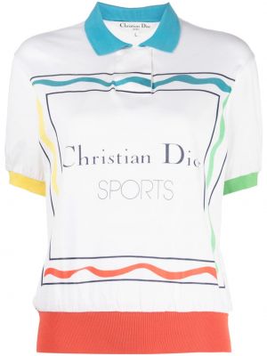 Polo en coton à imprimé Christian Dior Pre-owned blanc