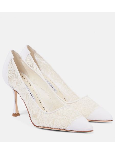 Spets blommig pumps Manolo Blahnik svart