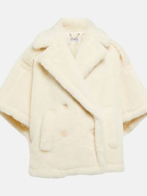 Hodvábna vlnená bunda z alpaky Max Mara biela